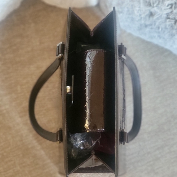 BURBERRY Check Pattern HandBag Dark Brown Enamel..w/COA. - Picture 8 of 14